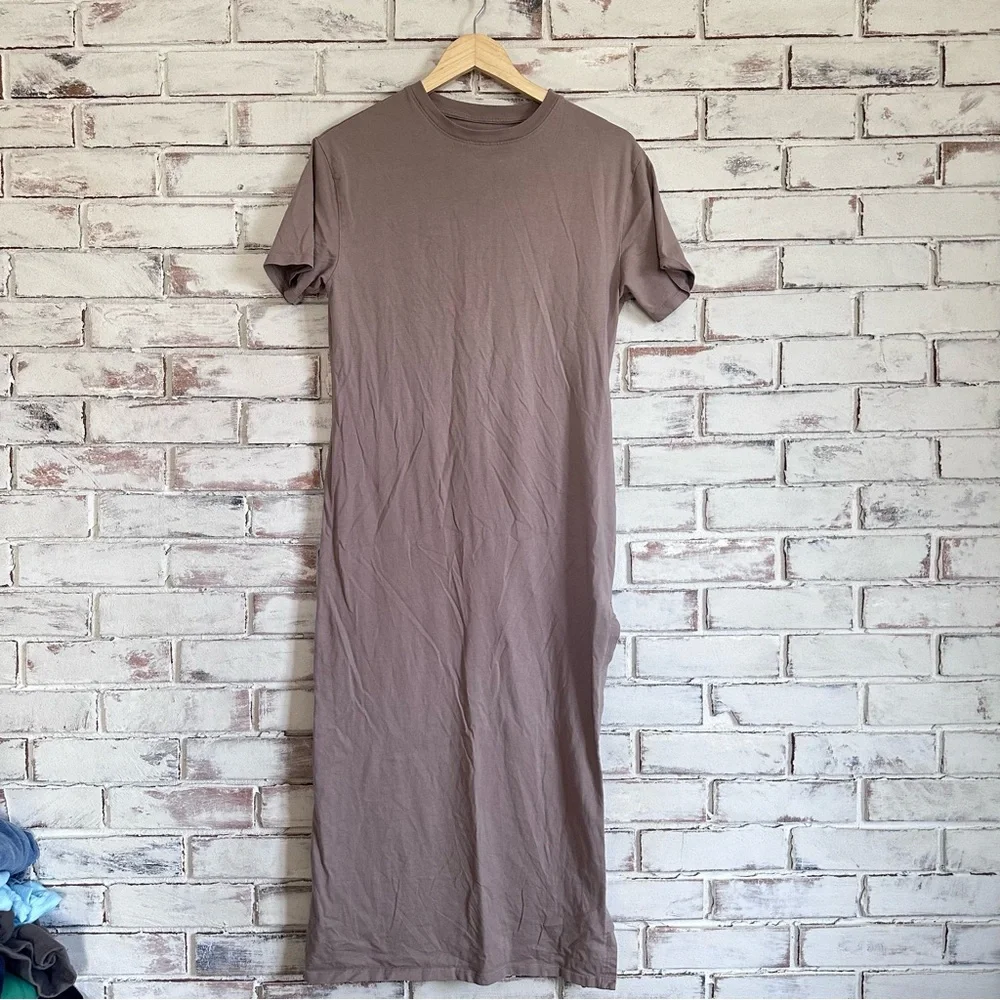 Abercrombie & Fitch Taupe Short-Sleeve Maxi Dress